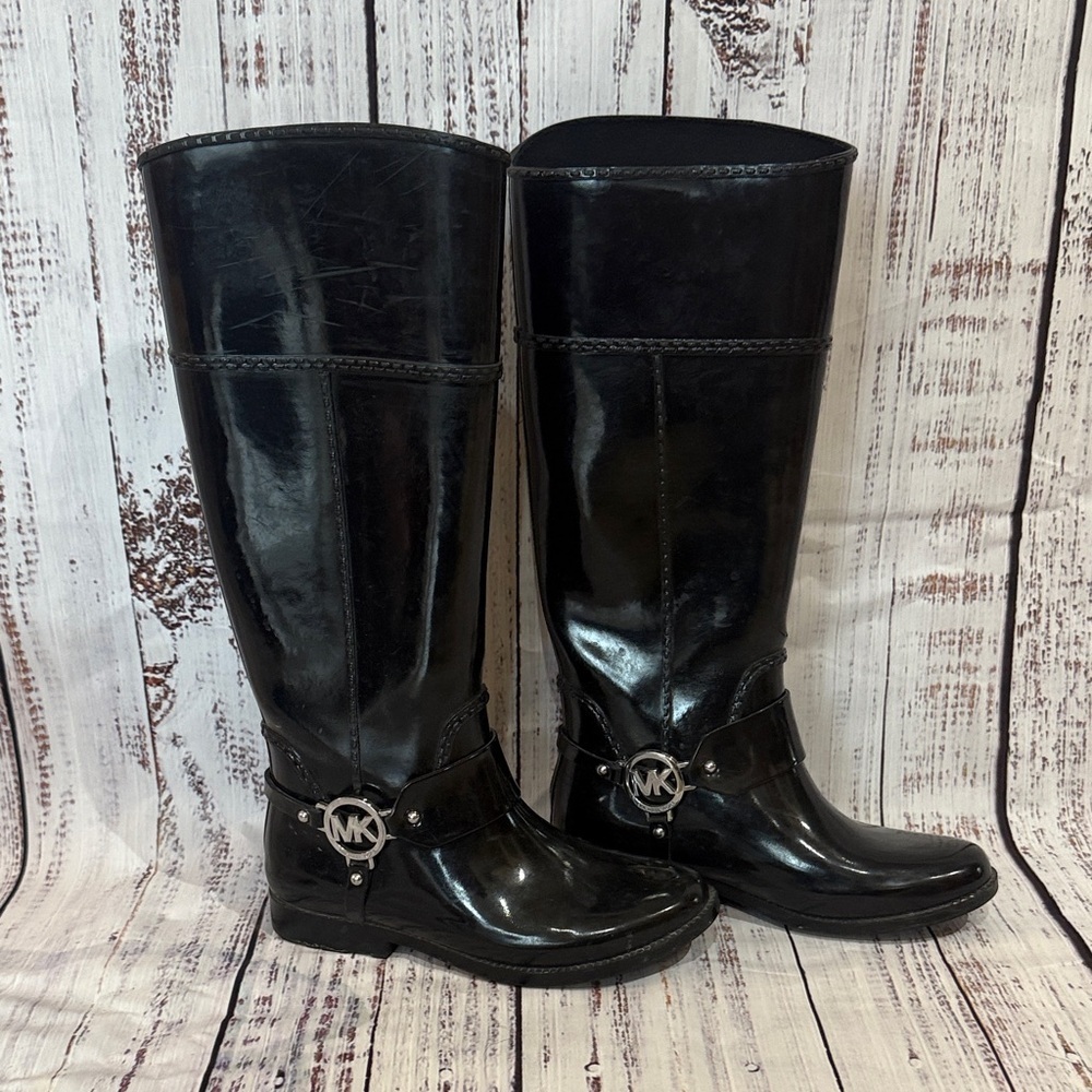 Michael Kors Shiny Black Rain Boots
